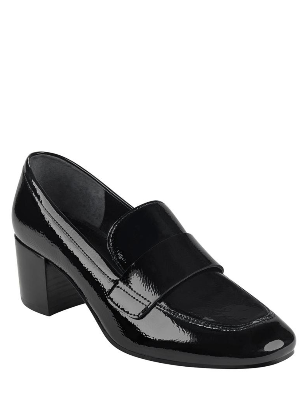 Marc Fisher LTD Hudson Shiny Dress Block Heel Loafers Black Size 7.5